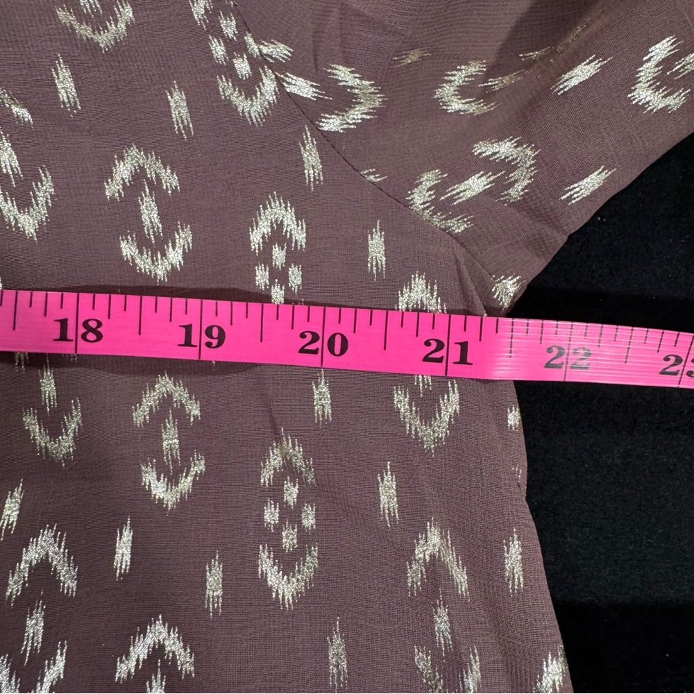 Mystree Brown and Gold Smocked Blouse - Picture 10 of 11